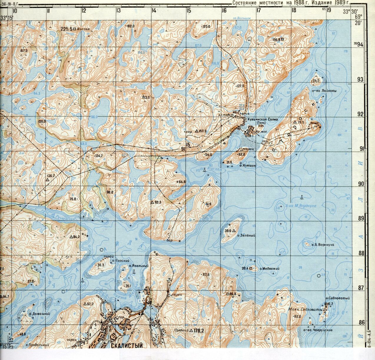 Карта остров Торос в Кольскоим заливе Баренцева моря