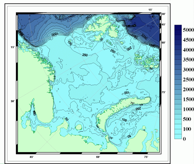 Рельеф дна Баренцева моря