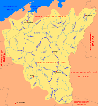 Река Печора на карте России