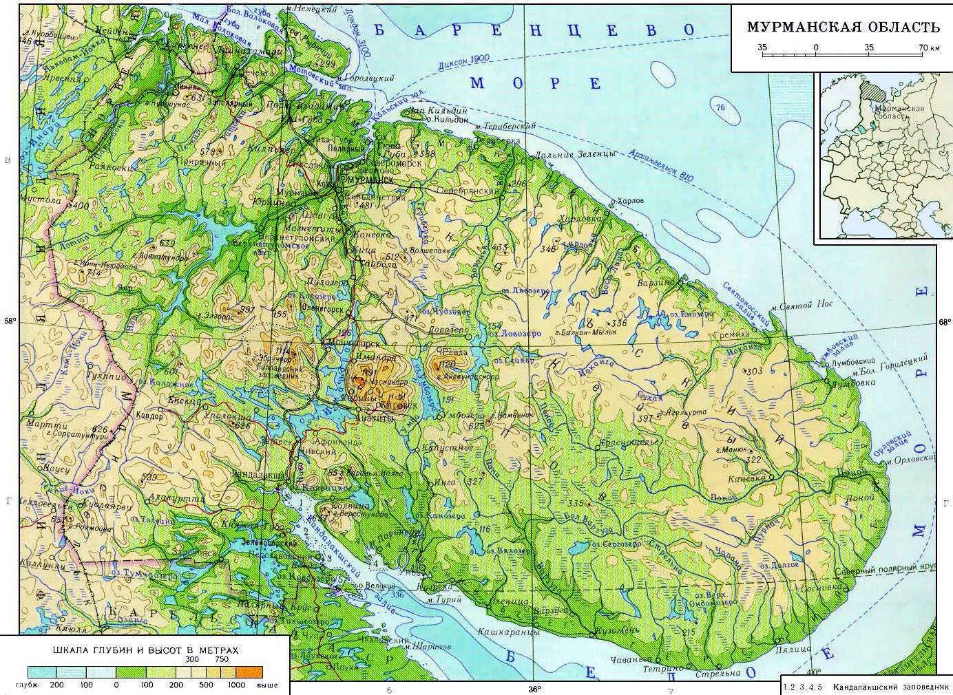 Карта достопримечательностей кольского полуострова - 85 фото